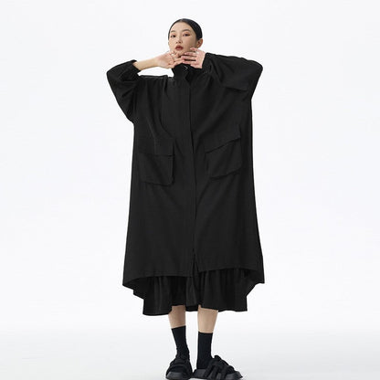 Turtleneck Solid Color Long Coat