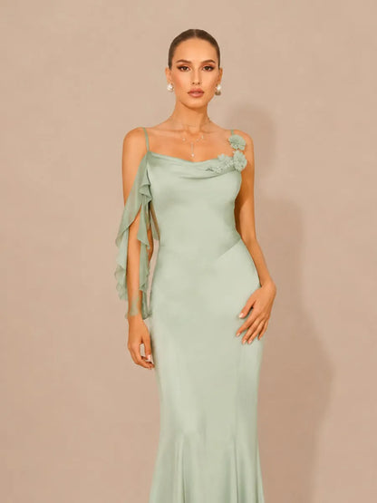 Rafaela Floral-Embellished Open-Back Mermaid Maxi Dress