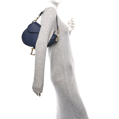 Grained Calfskin Saddle Bag Navy