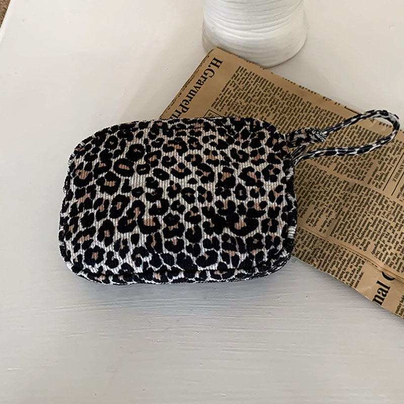 Corduroy Leopard Print Portable Storage Bag
