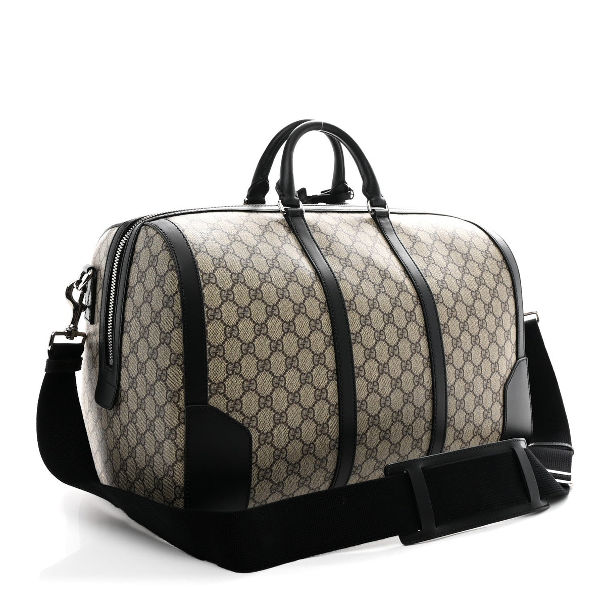 GG Supreme Monogram Selleria Calfskin Medium Duffle Beige Ebony Black