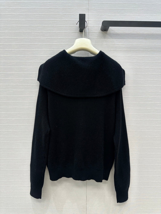 BV V-Neck Cardigan in Black Cashmere