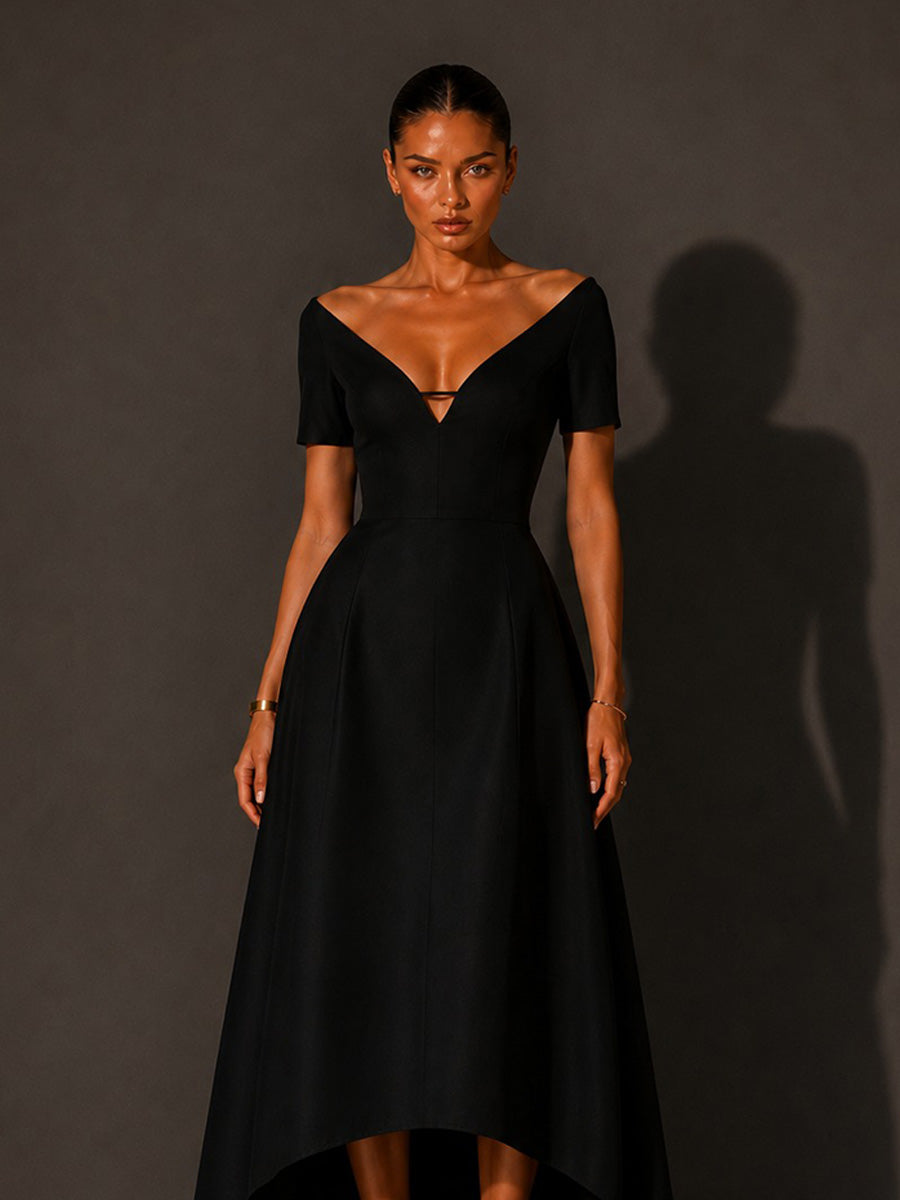 Aurora V-Neck Maxi Dress with Tulip Hem