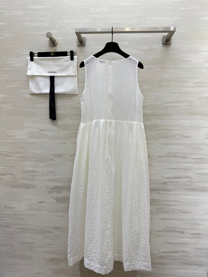 CC Retro Floral Dress White Cotton
