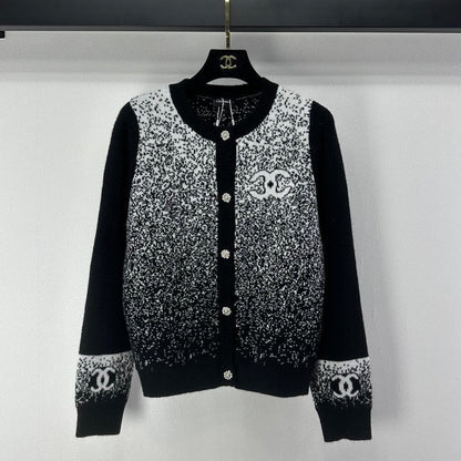 Chanel 2025 Knitted Cardigan Black Wool 329292