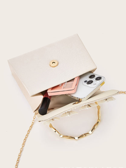 Eliza Pleated Pearl Flower Handbag
