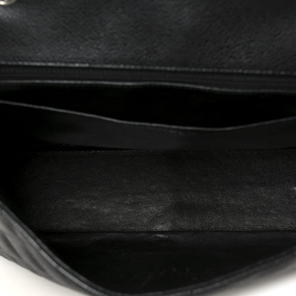 Caviar Quilted Jumbo Double Flap Black