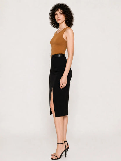 Natalya Slit Straight Midi Skirt