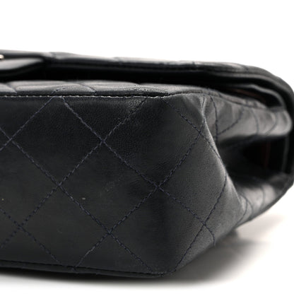 Lambskin Quilted Small Double Flap Navy