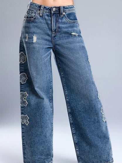 Cassandra Embroidered Appliqué Jeans