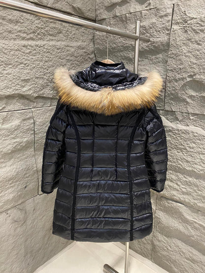 Moncler Puffer Jacket Hood Black Fur 341352