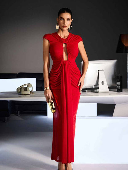 Salma Cutout Ruched Draped Maxi Dress