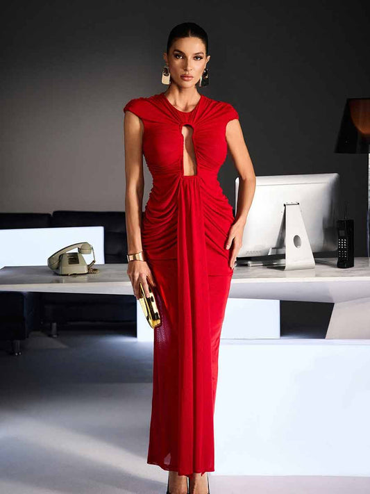 Salma Cutout Ruched Draped Maxi Dress