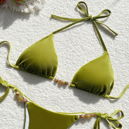 Solid Color Bikini Tie String Sexy Beach