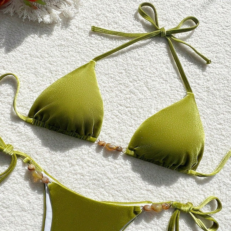 Solid Color Bikini Tie String Sexy Beach