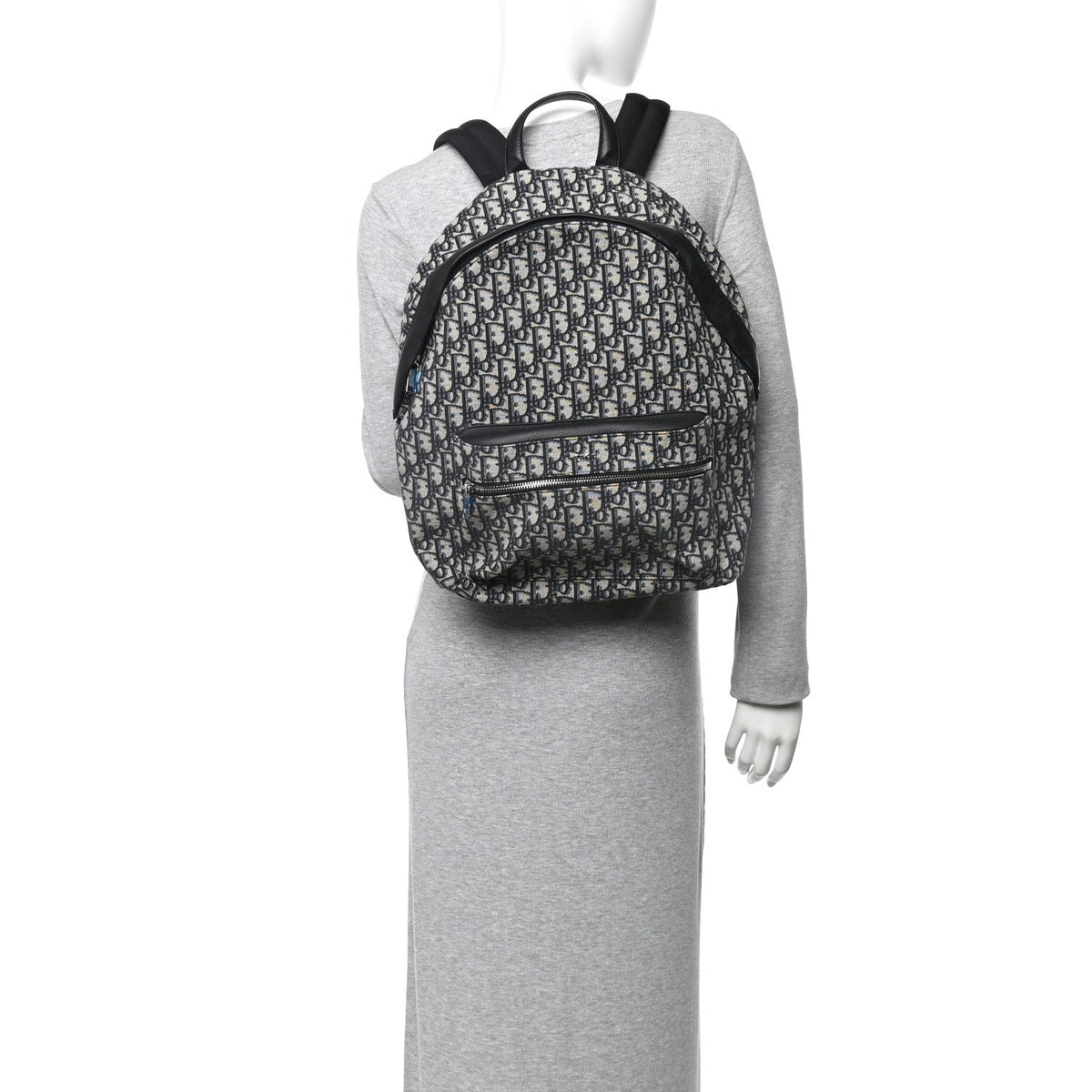 Oblique Calfskin Rider Backpack Beige Black
