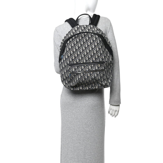 Oblique Calfskin Rider Backpack Beige Black