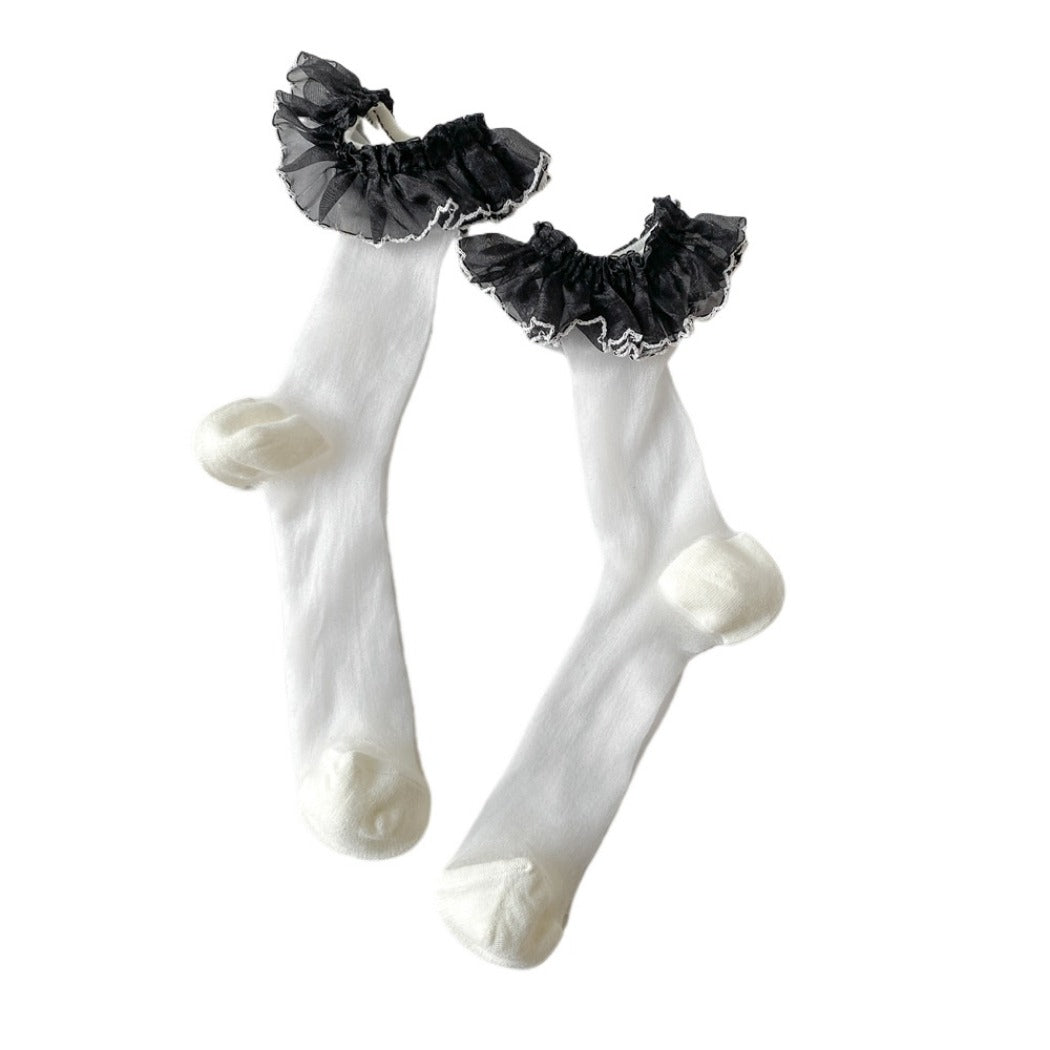 Rufia - Breathable Lace Trim Ballet Socks - Sweet &amp; Soft