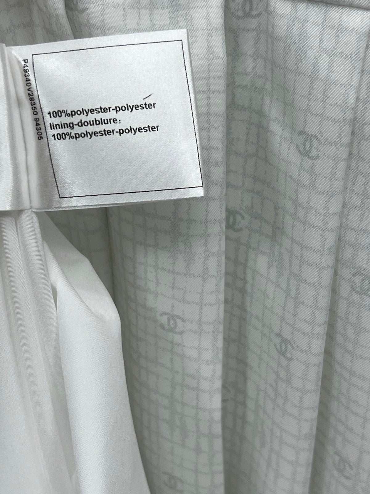 CC 25 Logo Plaid Short-sleeved Dress White Polyester Fiber