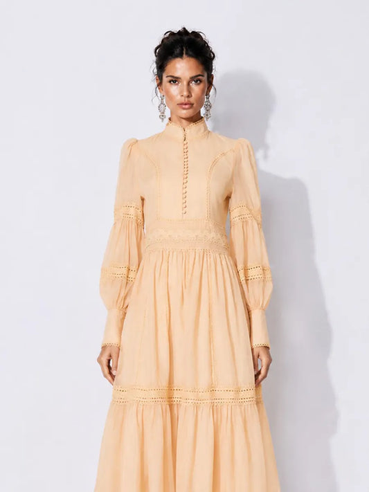 Catalina Organza Puff-Sleeve Maxi Dress