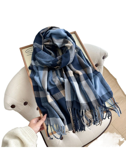 Scarvii - Colorblock Plaid Winter Scarf for Women