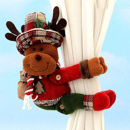 2pcs Cartoon Snowman Santa Christmas Curtain Tiebacks