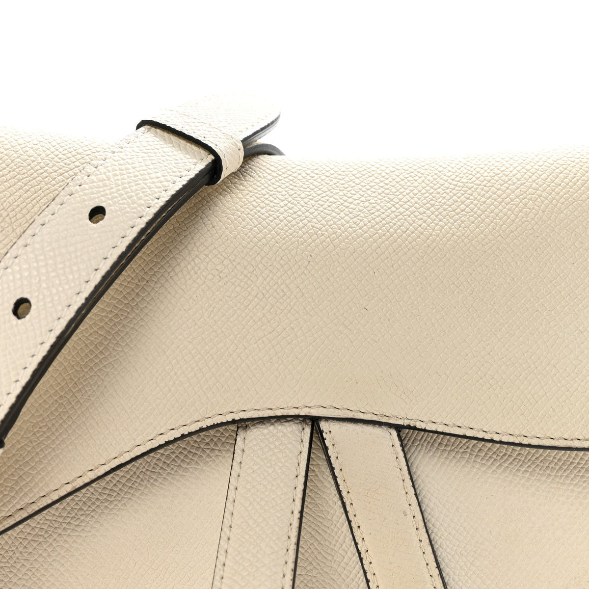 Grained Calfskin Saddle Bag With Strap Latte
