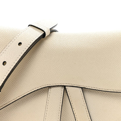 Grained Calfskin Saddle Bag With Strap Latte