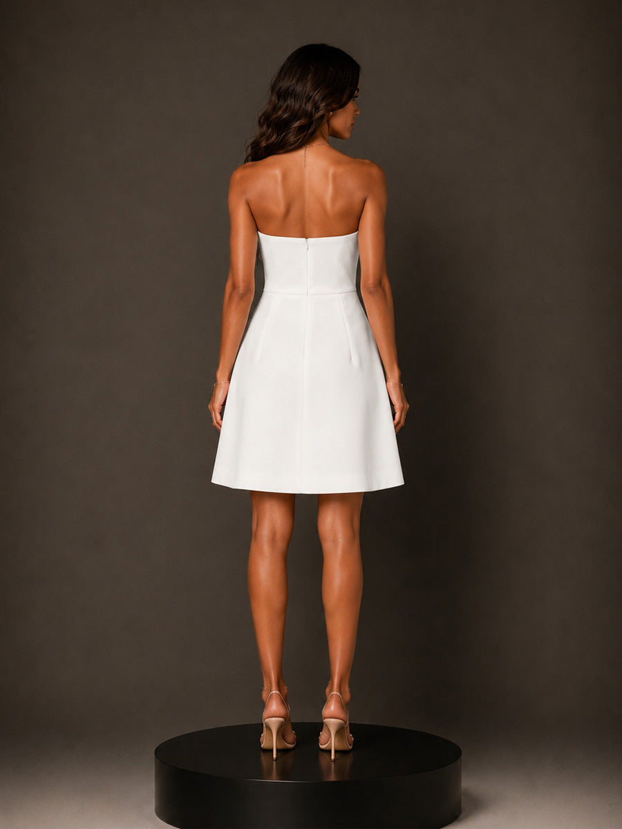 Annabelle 3D Floral Embroidered Strapless Mini Dress