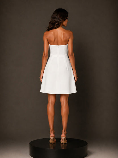Annabelle 3D Floral Embroidered Strapless Mini Dress