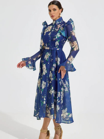 Elizabeth Bloom Chiffon Midi Dress