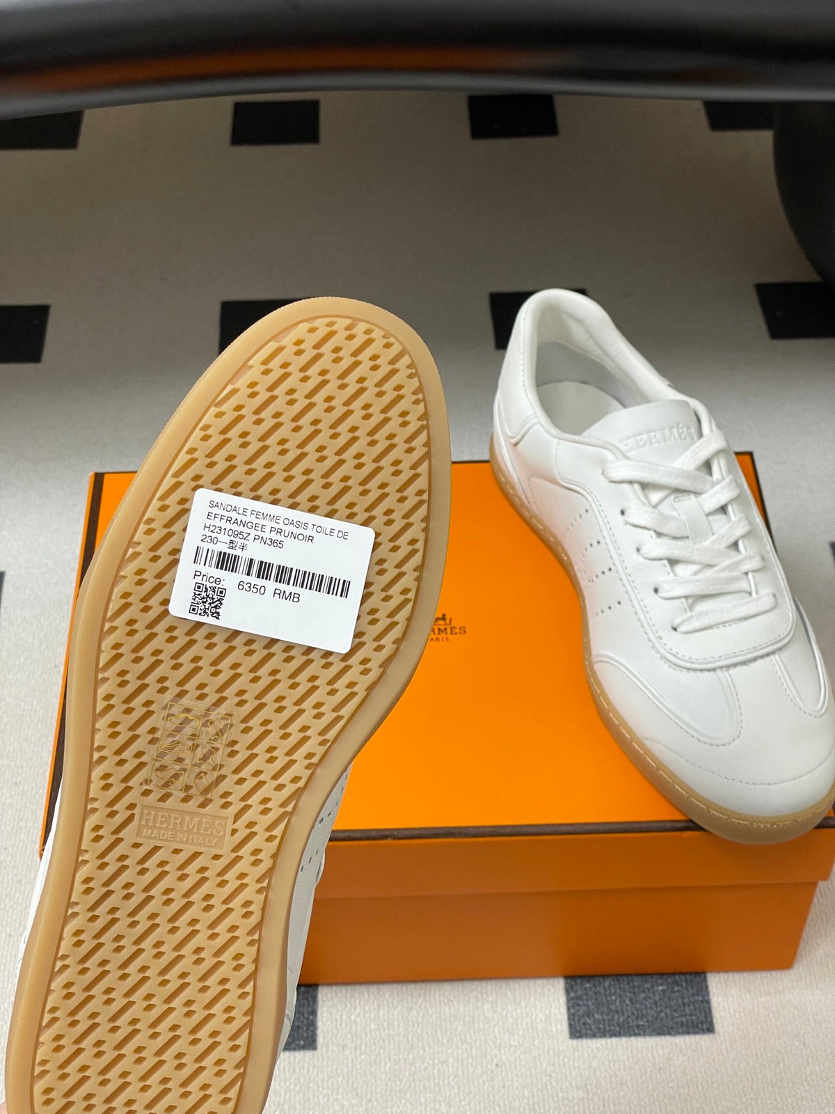 Hermes 26 Match Sneakers White in Calfskin 594340
