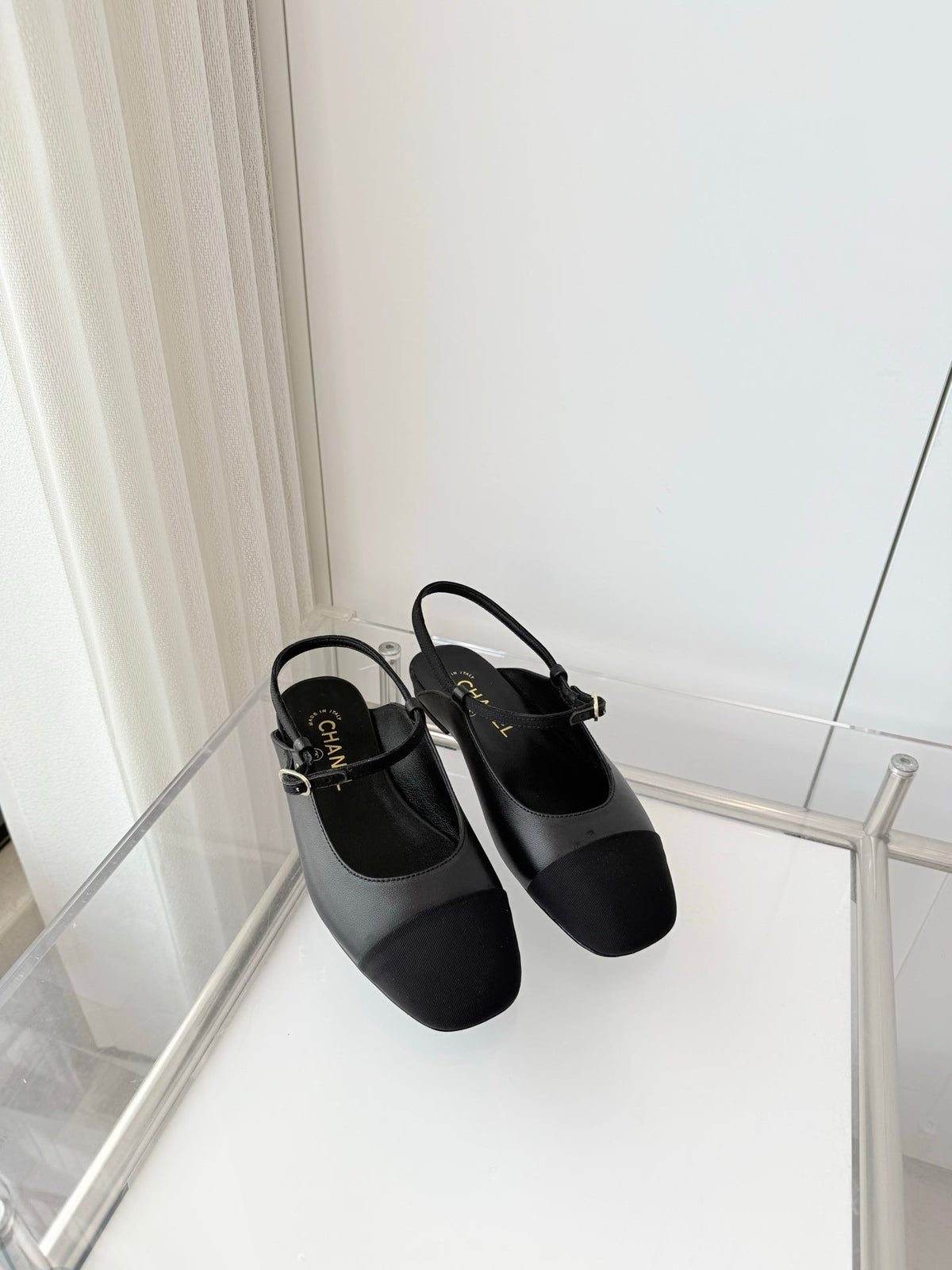 Chanel 26 Slingback Flats Black in Lambskin 597391