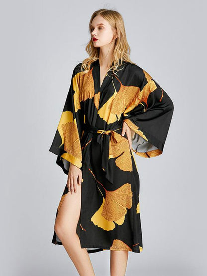 New Style Pajamas Women'S Spring And Summer Nightgown Medium Length Plus Size Bathrobe Morning Gown Household Clothes