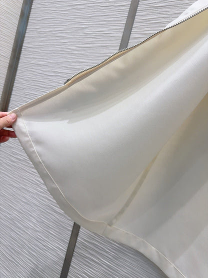 Prada 25 Bow Dress White Silk Wool Polyester