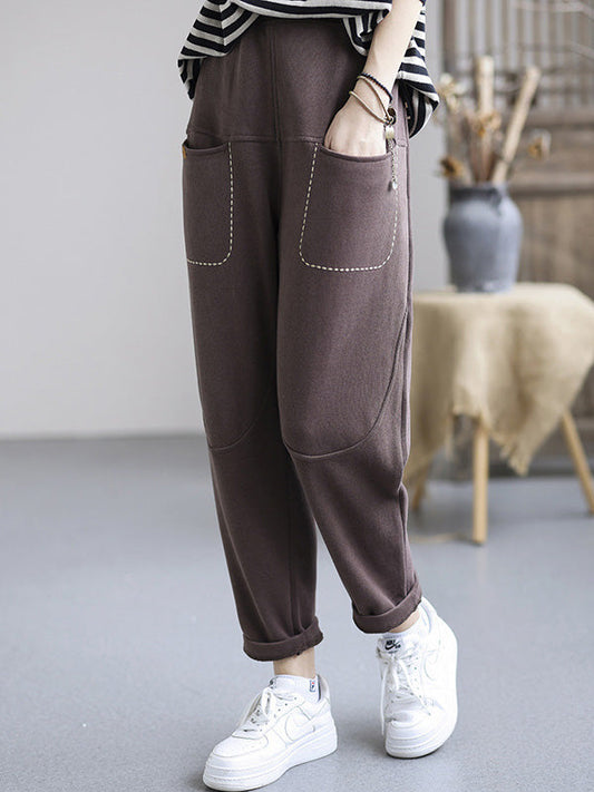 Casual Loose Solid Color Harem Pants Bottoms