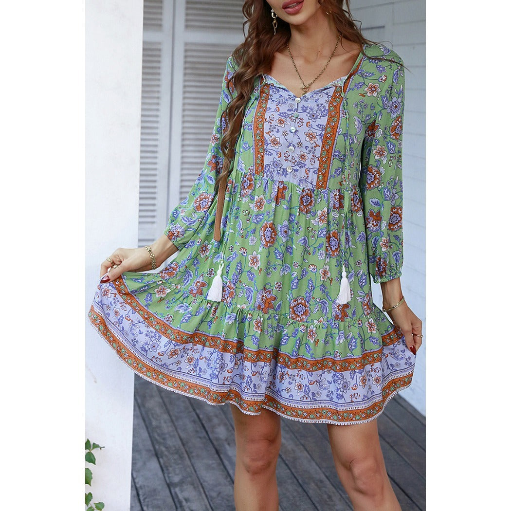 Troposa - Boho V-Neck Dress With Tassels - Chic &amp; Sweet