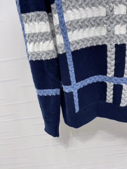 Burberry 25 Crew Neck Long-Sleeve Sweater Navy Blue Wool Cashmere