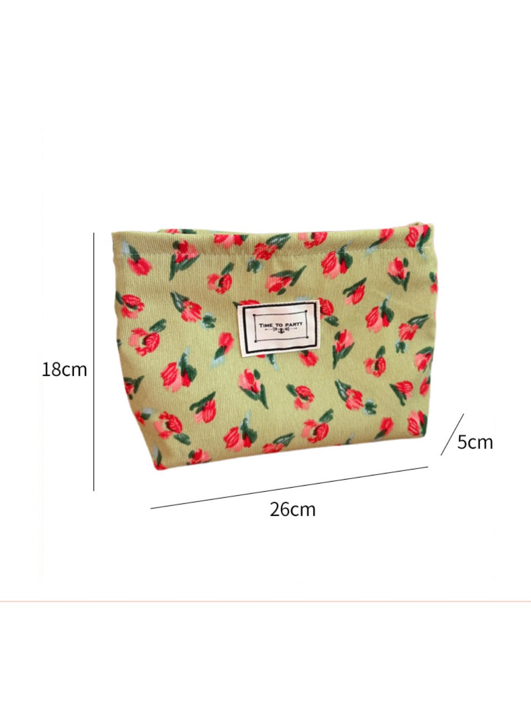 Cosbai - Canvas Makeup Bag with Floral Prints
