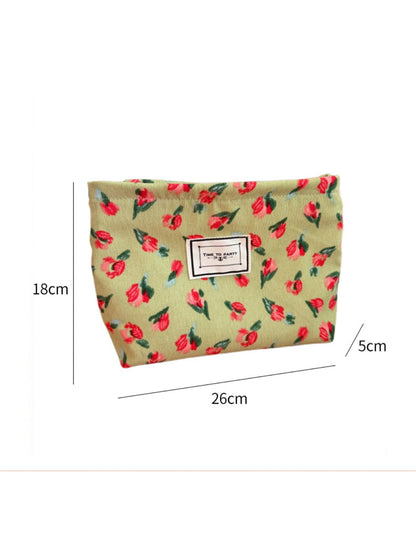 Cosbai - Canvas Makeup Bag with Floral Prints