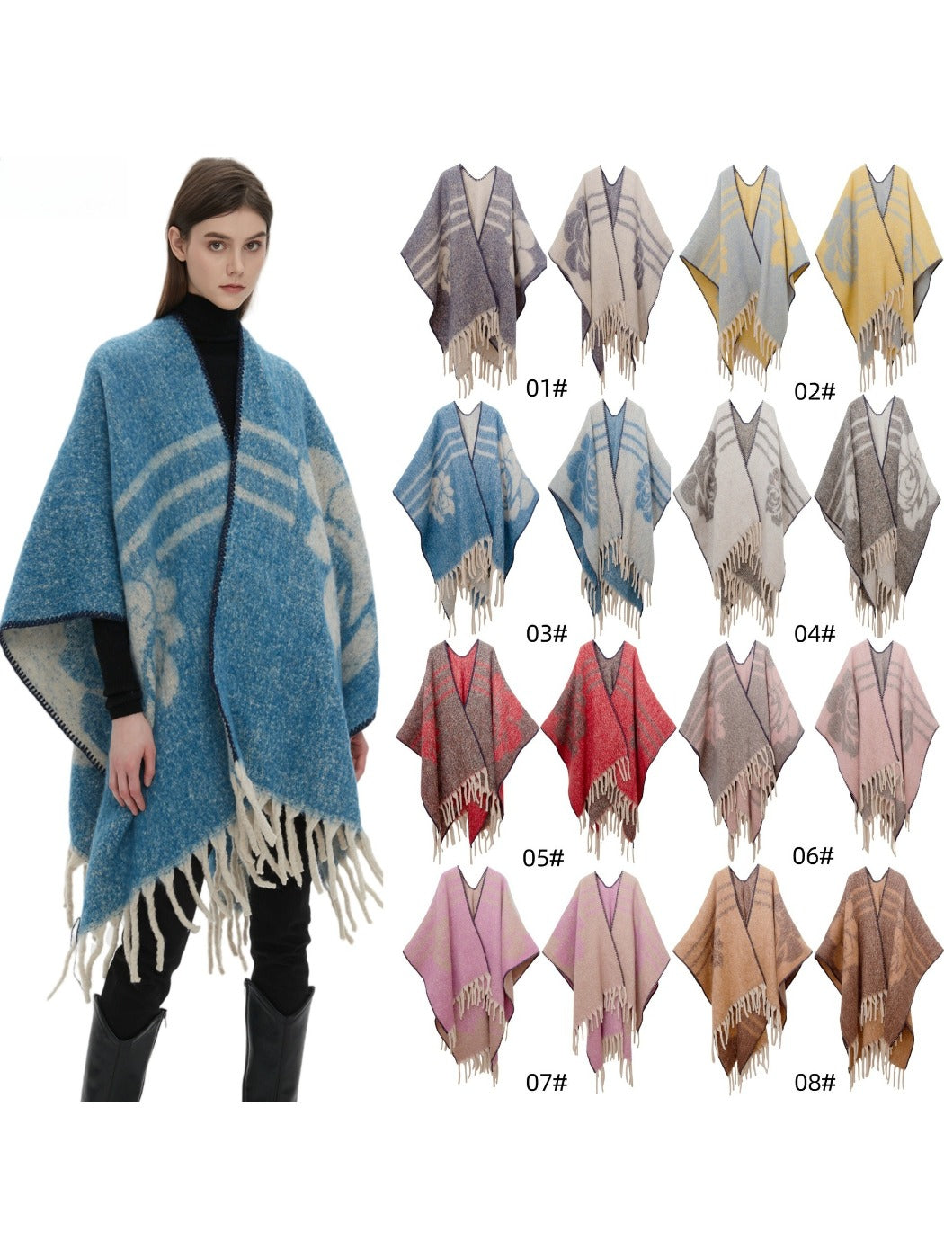 Scarvii - Floral Jacquard Winter Shawl Scarf