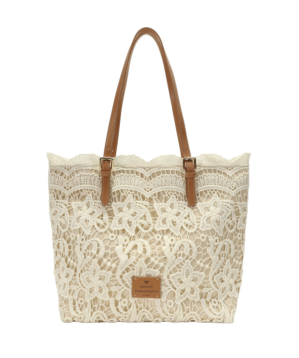 French Beige Large Capacity Lace Shoulder Bags