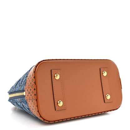 Denim Calfskin Reverse Monogram Malletage Alma BB Blue