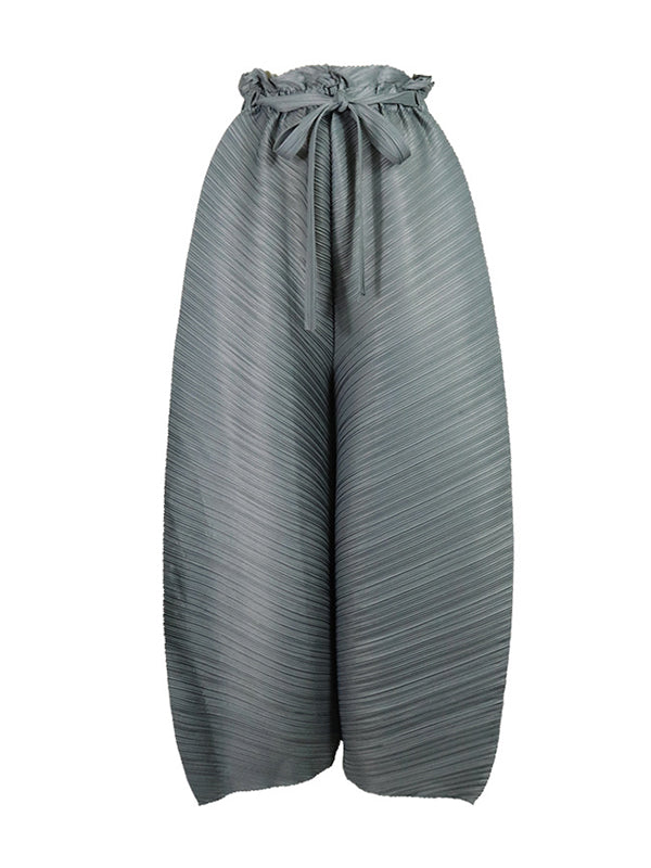 Loose Wide Leg  Pleated Casual Pants Bottoms