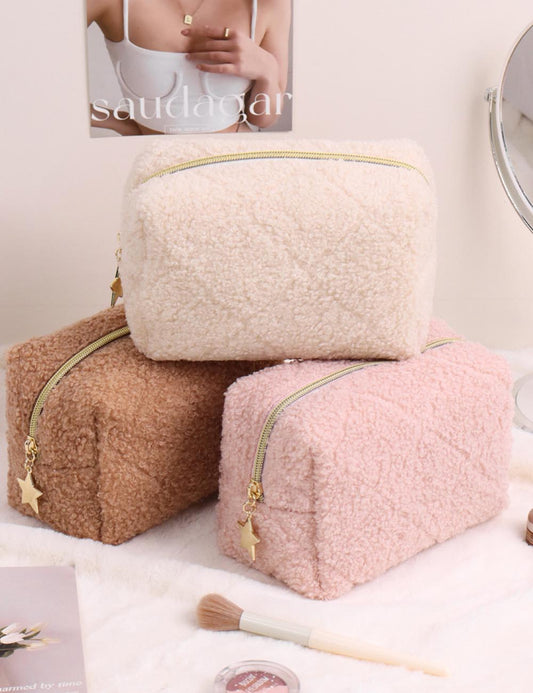 Fuzzy Plush Cute Mini Portable Makeup Bag