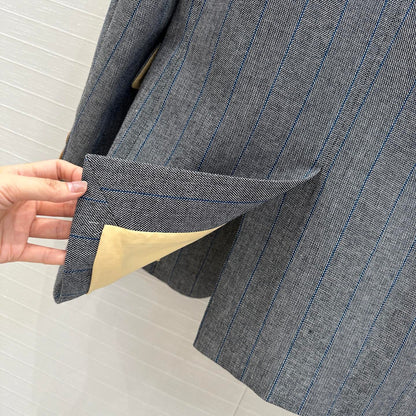 Prada 25 Striped Vest Suit Gray Wool Polyester