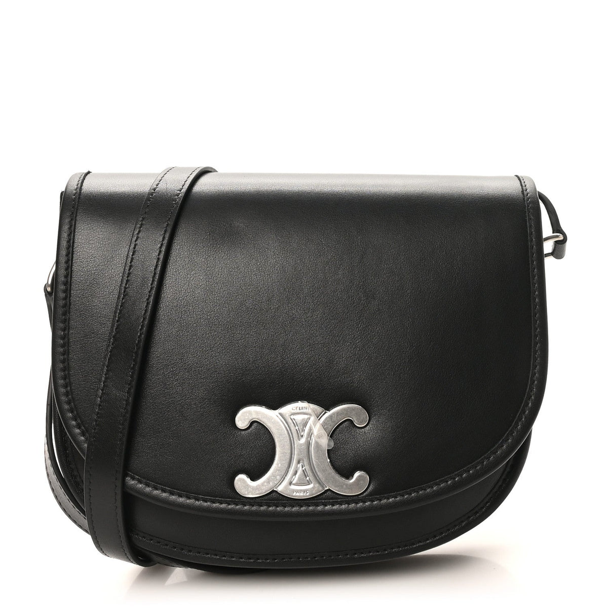 Supple Calfskin Triomphe Medium Besace Black