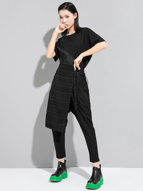 Original Stylish False Two Irregular Solid Color Harem Pants