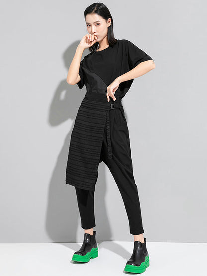 Original Stylish False Two Irregular Solid Color Harem Pants