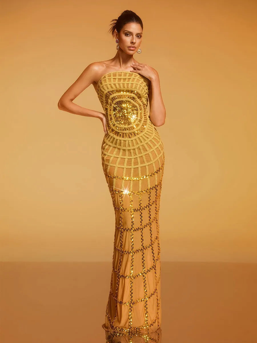 Lila Strapless Sequin Maxi Dress